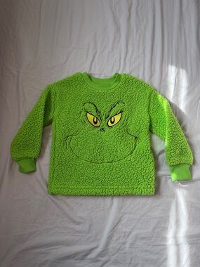 Kids Green Grinch Sherpa Pullover Sweatshirt